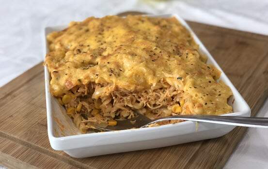 Macarronada com Frango Desfiado e Requeijão