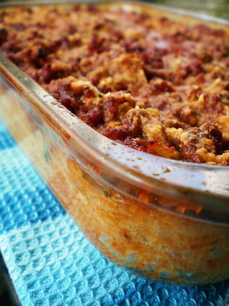 Polenta ao forno com carne moída