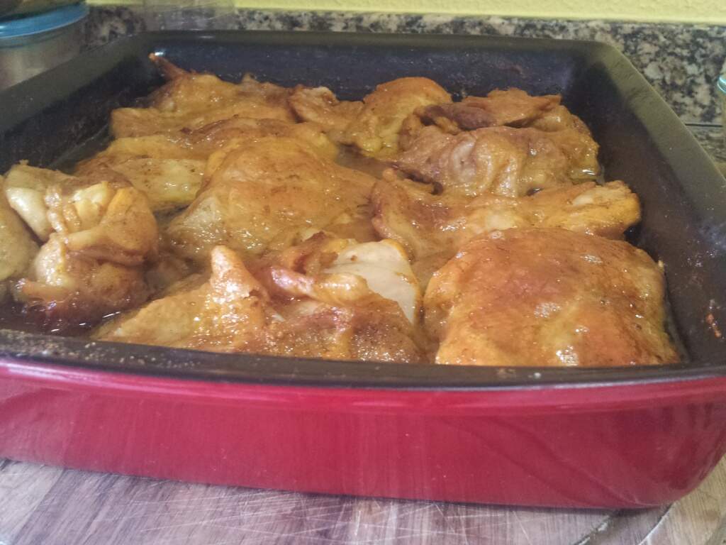 Frango (sobrecoxa) no Forno com Mostarda e Páprica