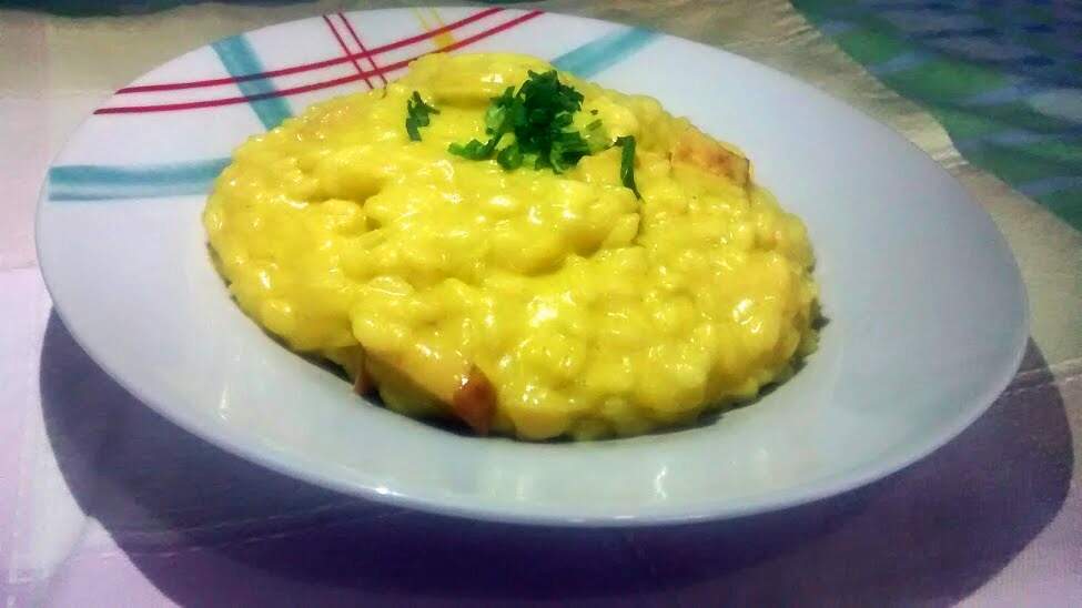 Risoto de peito de peru com champignon