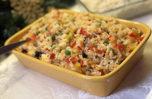 Arroz à grega com queijo parmesão