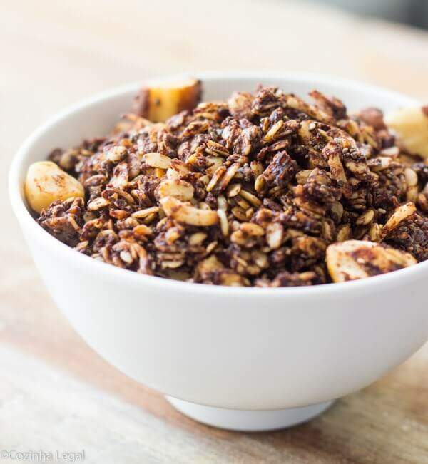 Receita de granola de chocolate com castanha