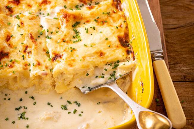 Receita de lasanha de bacalhau com molho branco