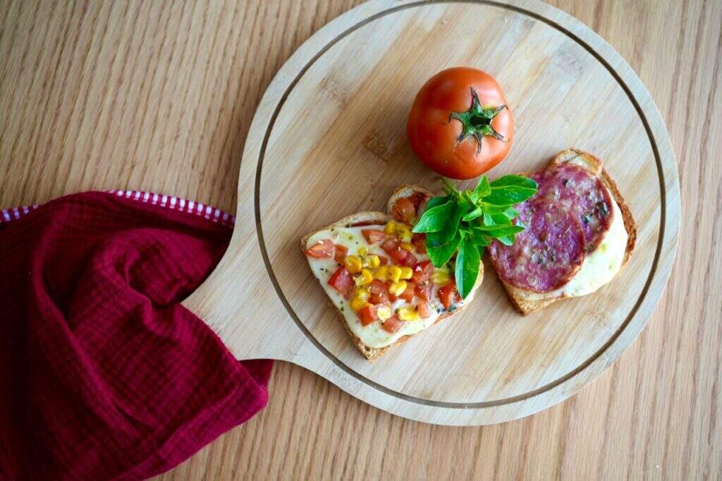 Pão pizza no forno