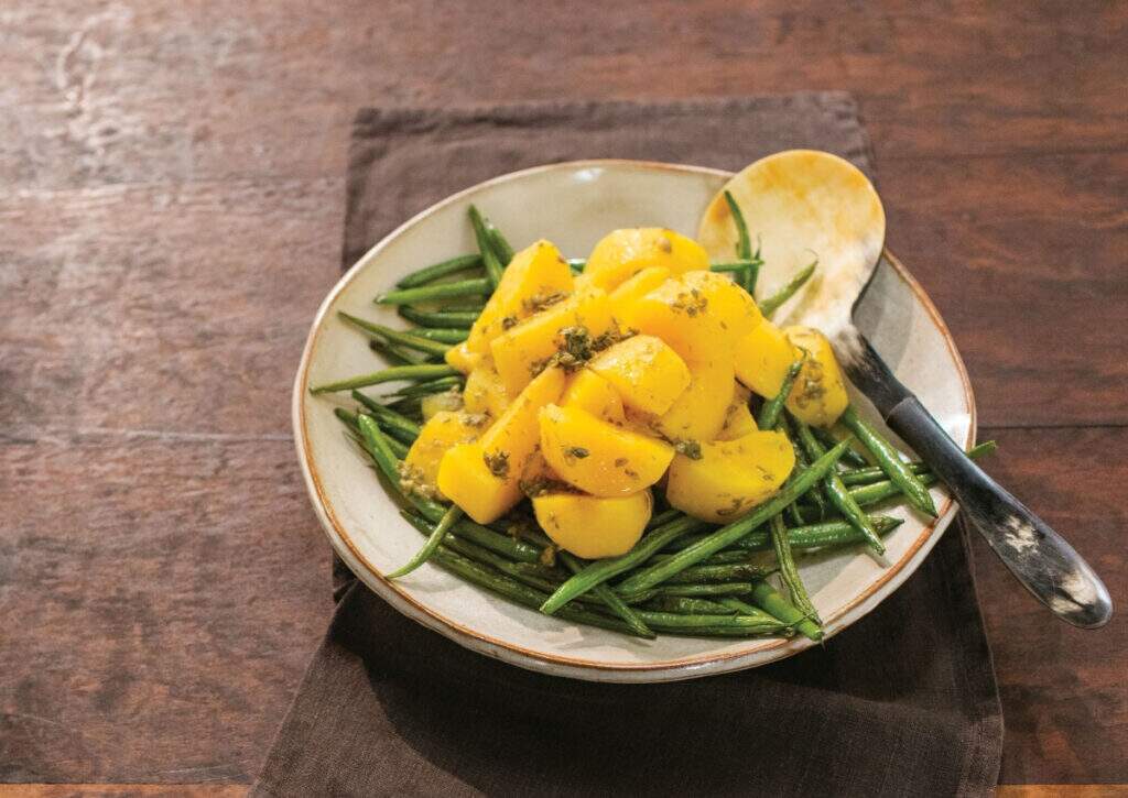 salada de mandioquinha com vagem