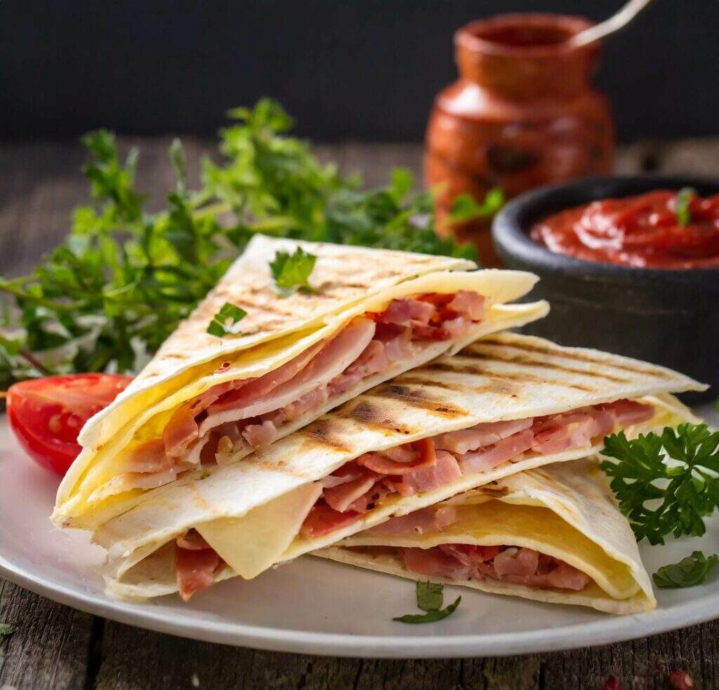 Quesadilla com presunto e queijo