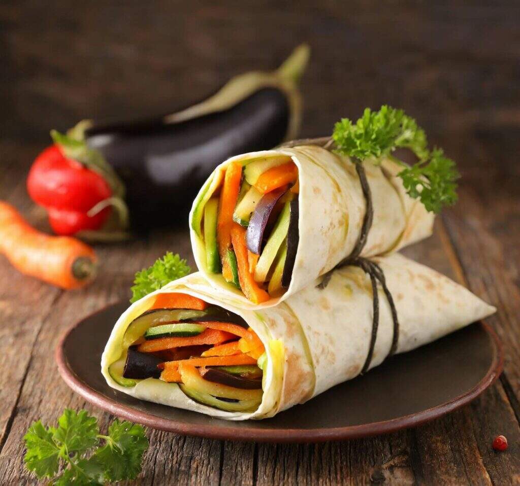 Wrap de vegetais assados