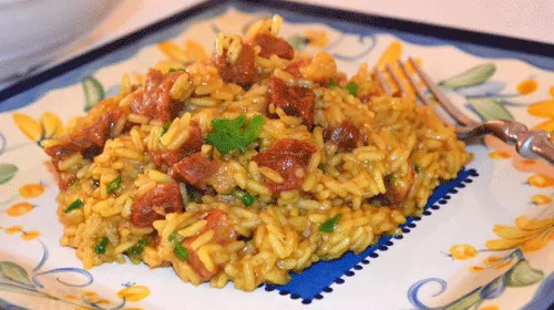 Receita de risoto de carne seca com cerveja