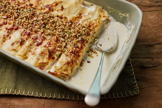 Receita de panqueca de carne com molho branco