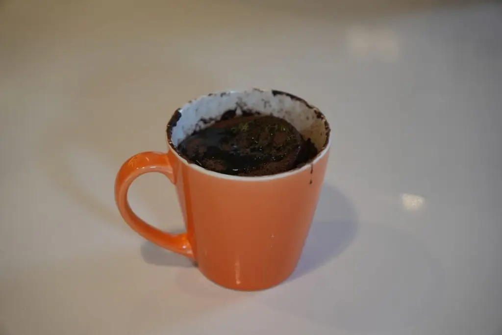 Bolo de caneca com chocolate no micro-ondas